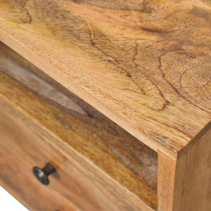 Parma Mini Oak Mango Wood Classic Open Bedside Table 2 Drawers and Shelf