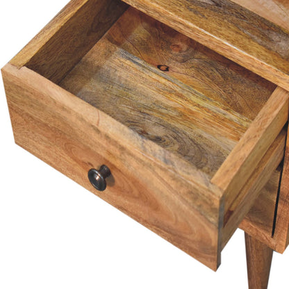 Parma Mini Oak Mango Wood Classic Open Bedside Table 2 Drawers and Shelf