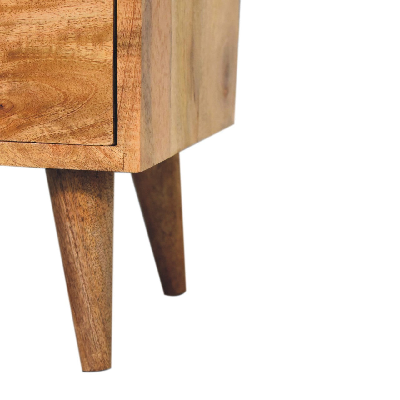 Parma Mini Oak Mango Wood Classic Open Bedside Table 2 Drawers and Shelf