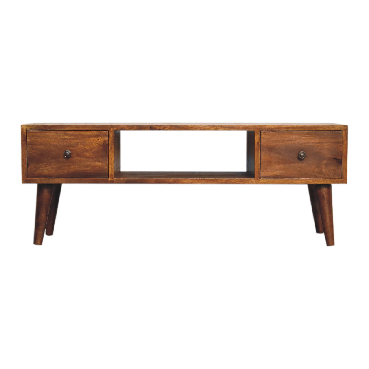 Merano Classic Chestnut Mango Wood Coffee Table 2 Drawers and Shelf