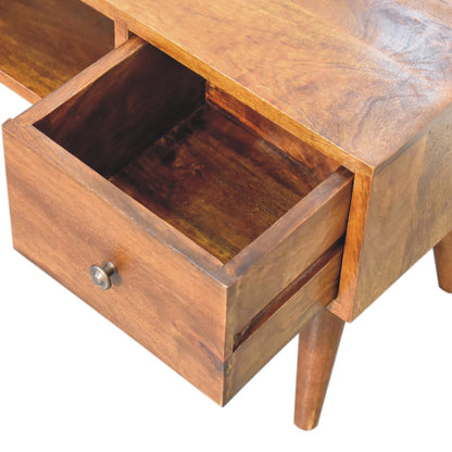 Merano Classic Chestnut Mango Wood Coffee Table 2 Drawers and Shelf