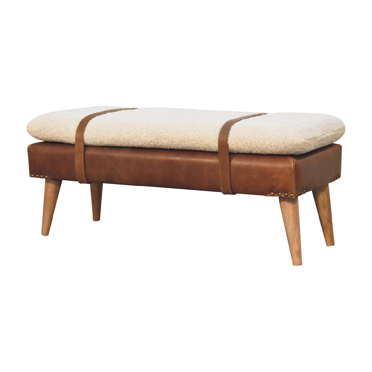 Alghero Boucle Buffalo Leather and Natural Yarn Boucle Bench