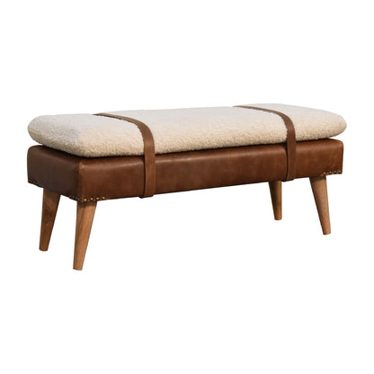 Alghero Boucle Buffalo Leather and Natural Yarn Boucle Bench