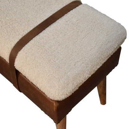 Alghero Boucle Buffalo Leather and Natural Yarn Boucle Bench