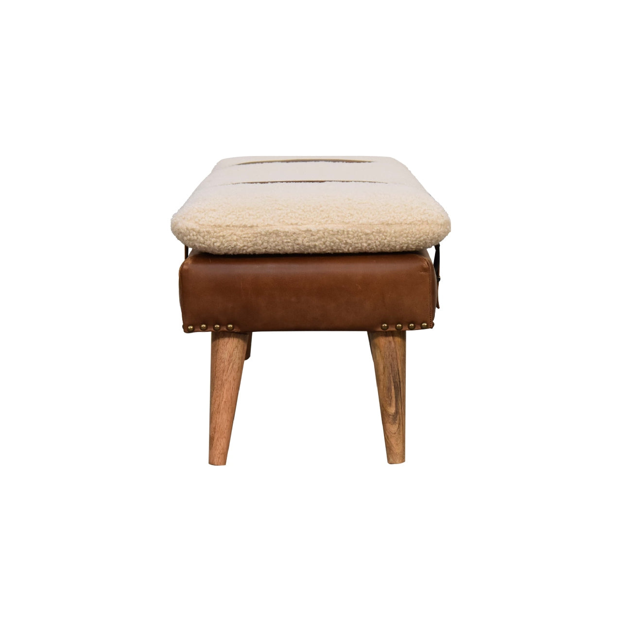 Alghero Boucle Buffalo Leather and Natural Yarn Boucle Bench