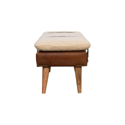 Alghero Boucle Buffalo Leather and Natural Yarn Boucle Bench