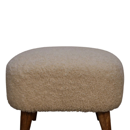 Olbia Boucle Cream Square Footstool Mango Wood Legs