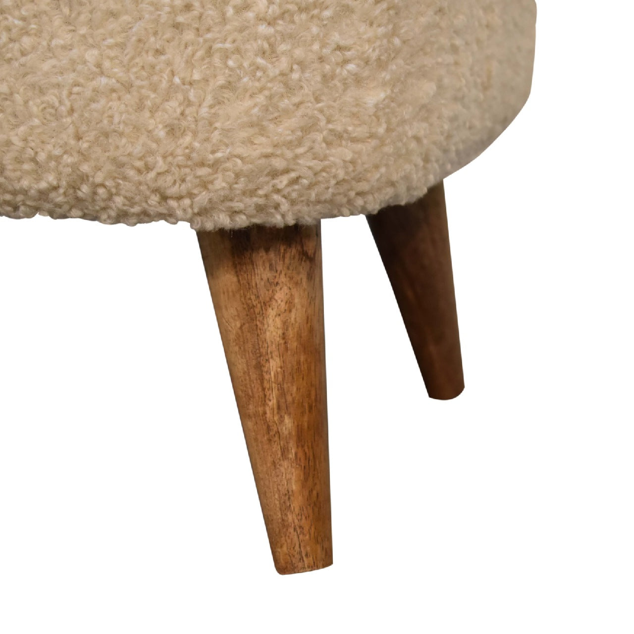 Olbia Boucle Cream Square Footstool Mango Wood Legs