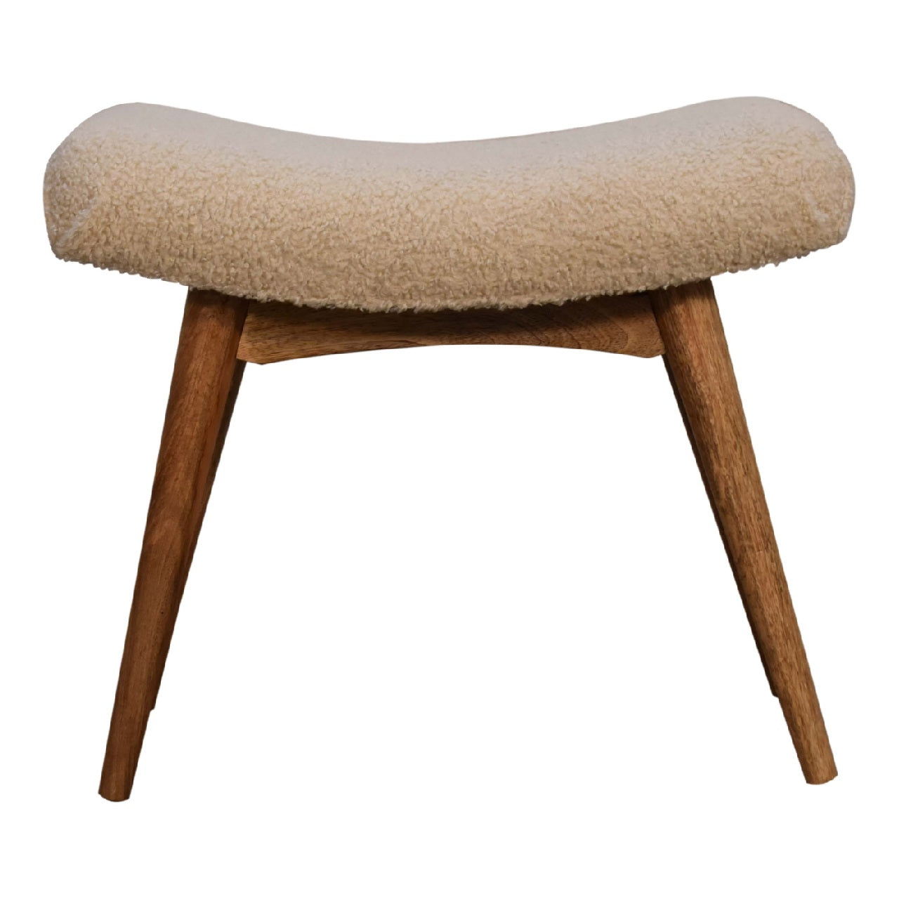 Olbia Boucle Cream Curved Bench Mango Legs