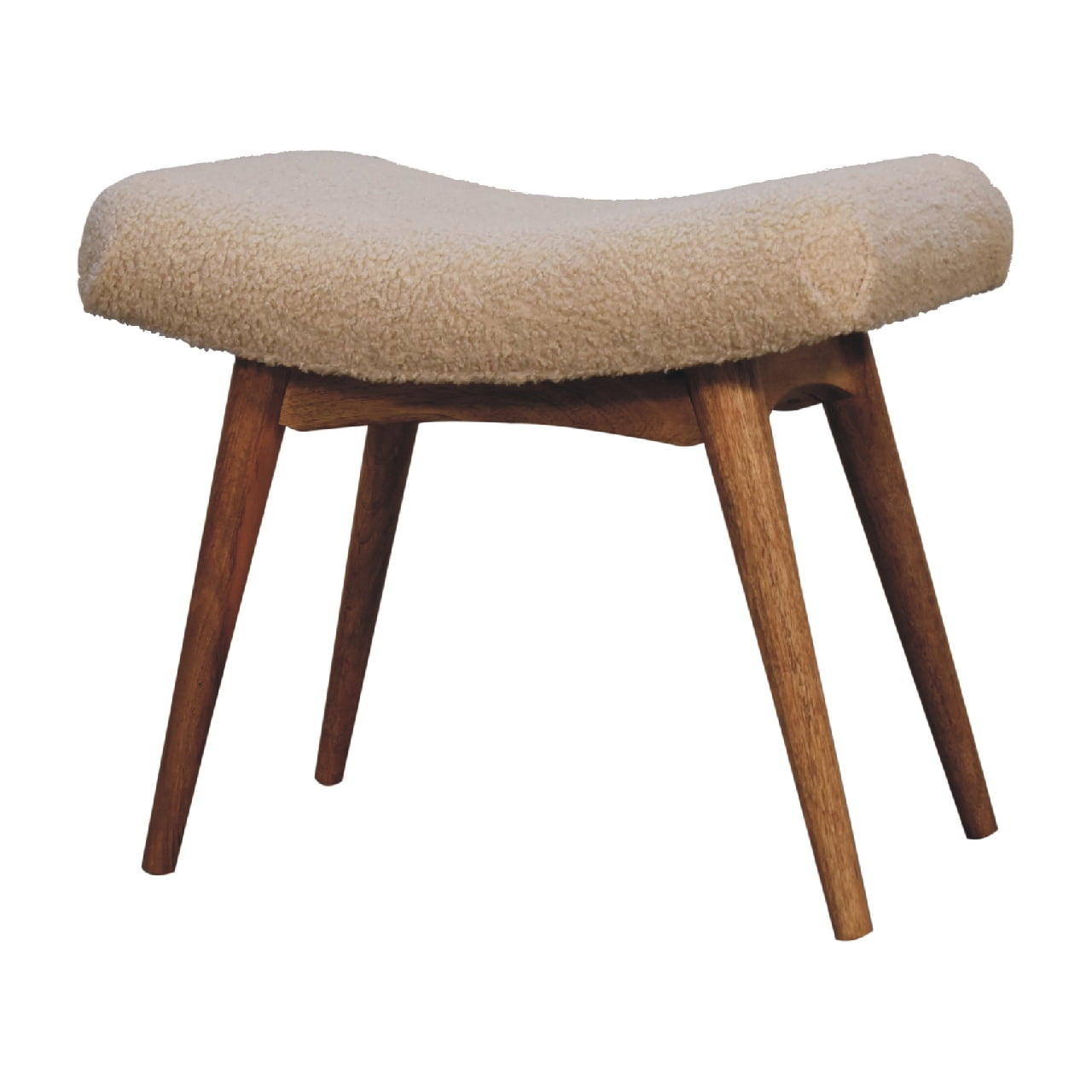 Olbia Boucle Cream Curved Bench Mango Legs