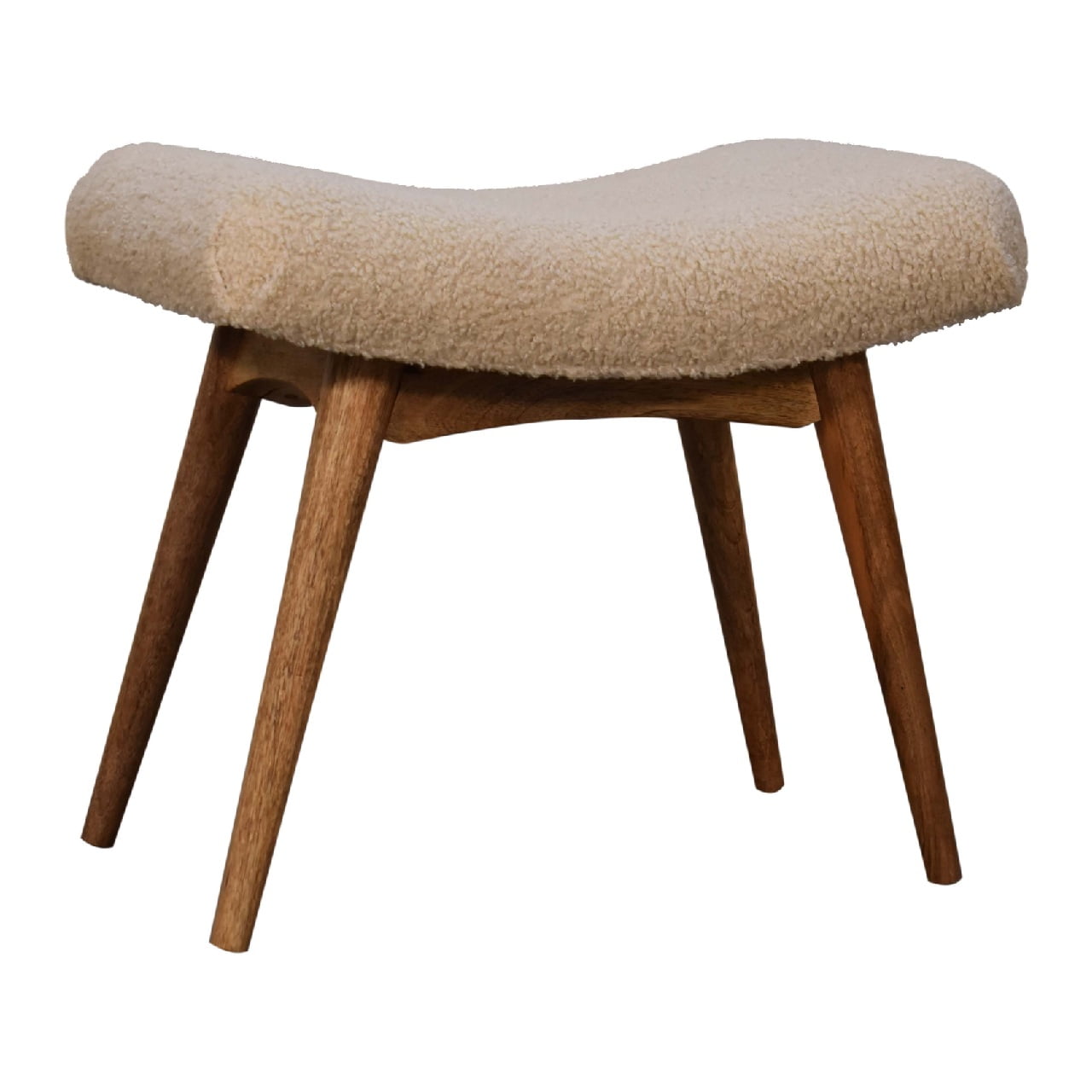 Olbia Boucle Cream Curved Bench Mango Legs