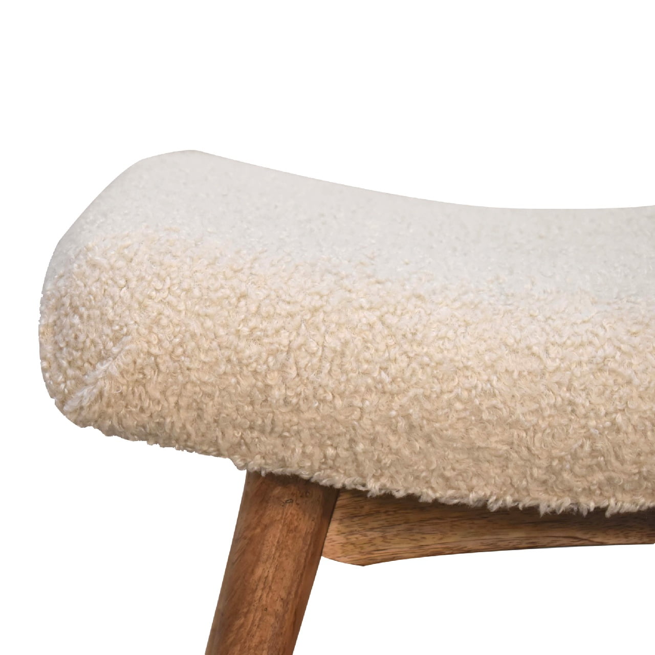 Olbia Boucle Cream Curved Bench Mango Legs