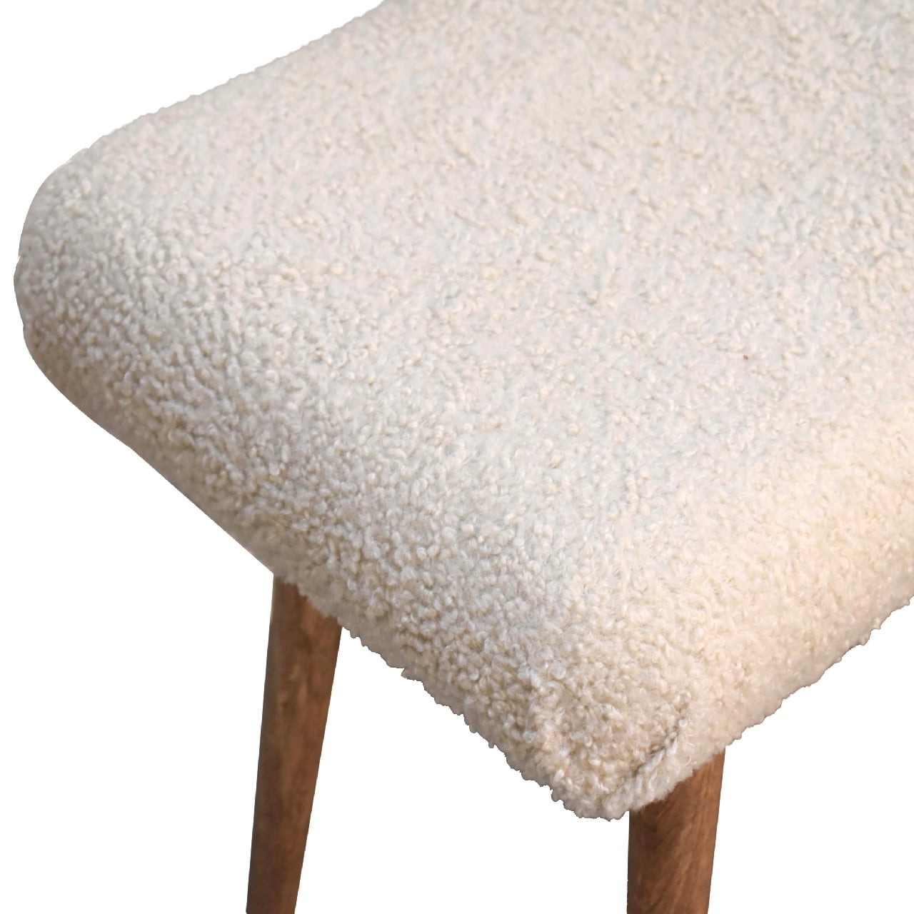 Olbia Boucle Cream Curved Bench Mango Legs