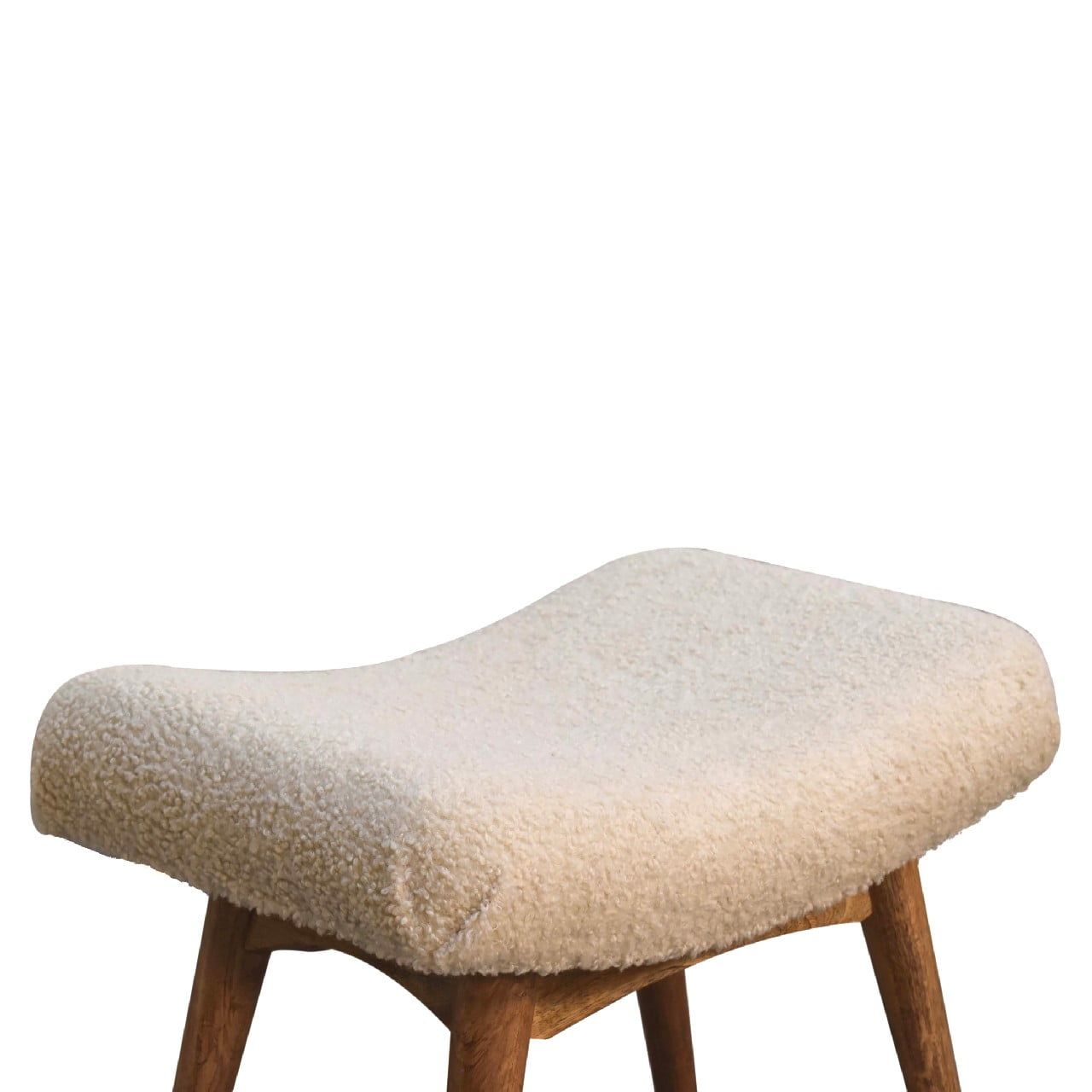 Olbia Boucle Cream Curved Bench Mango Legs