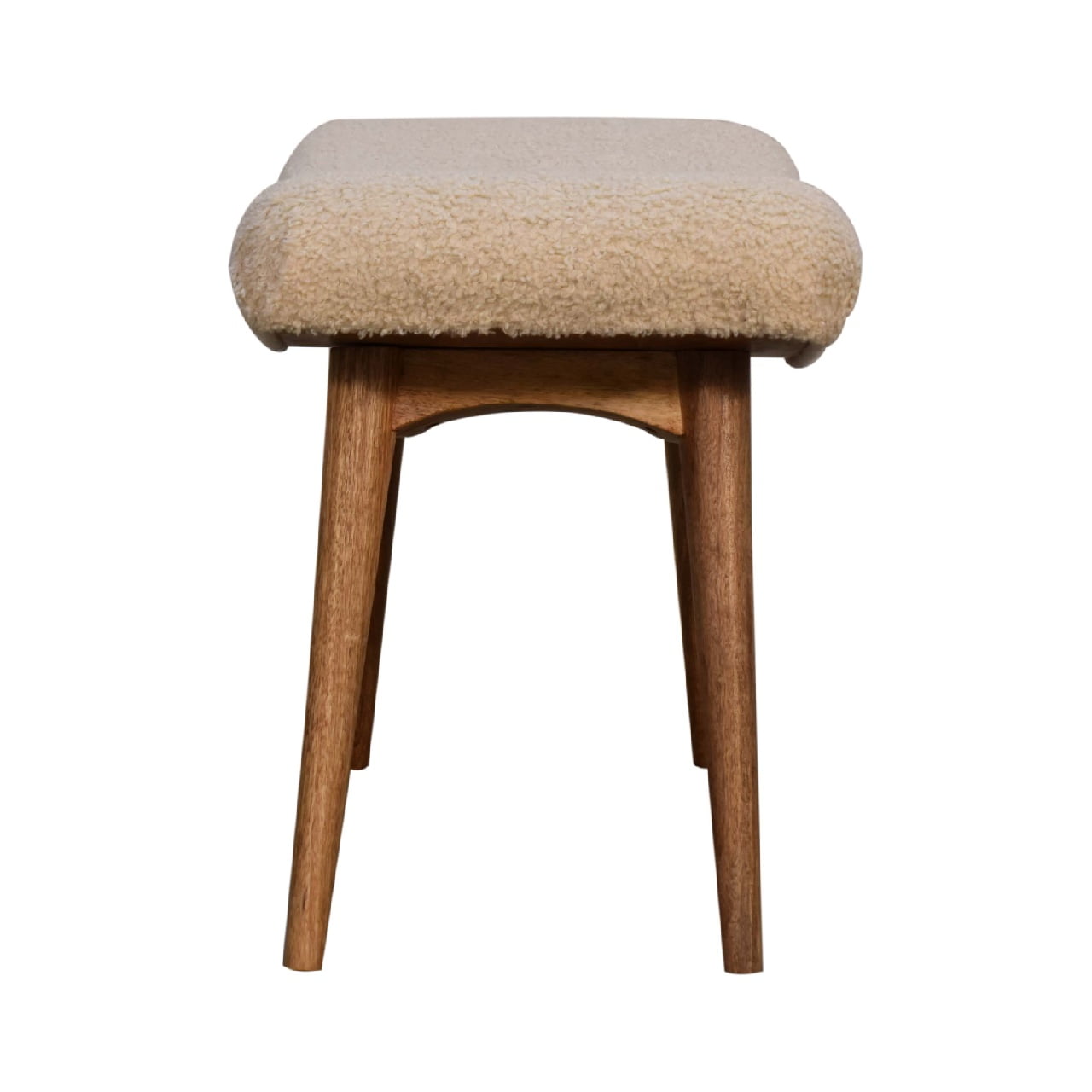 Olbia Boucle Cream Curved Bench Mango Legs