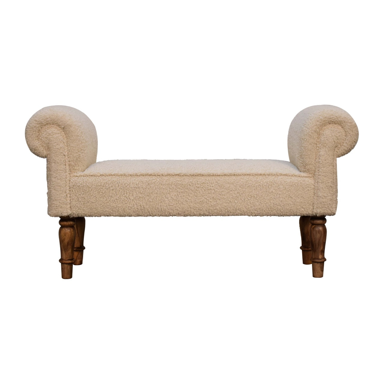 Olbia Boucle Cream and Mango Wood Bench