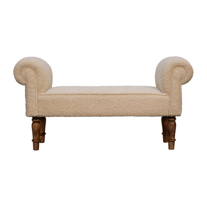 Olbia Boucle Cream and Mango Wood Bench