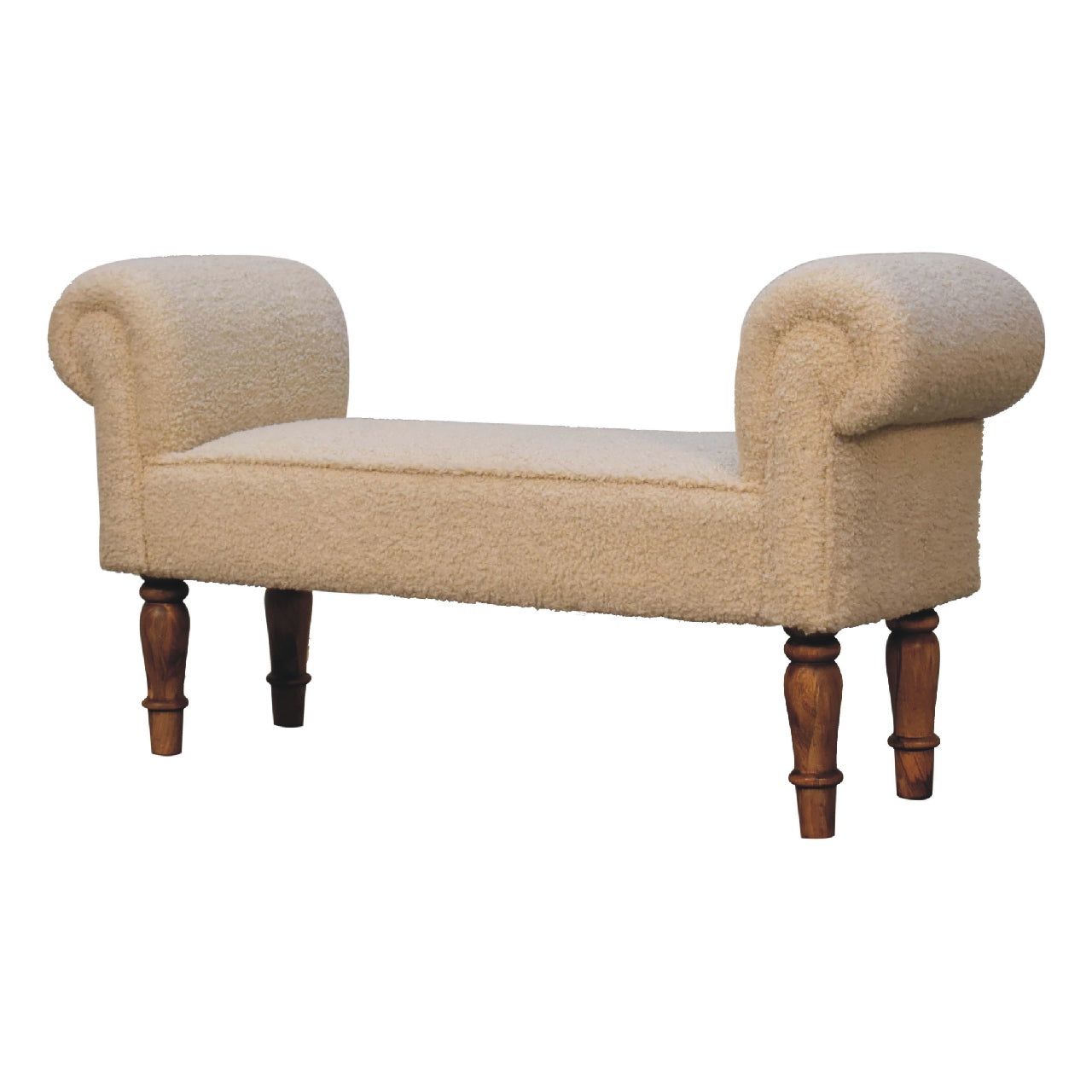Olbia Boucle Cream and Mango Wood Bench