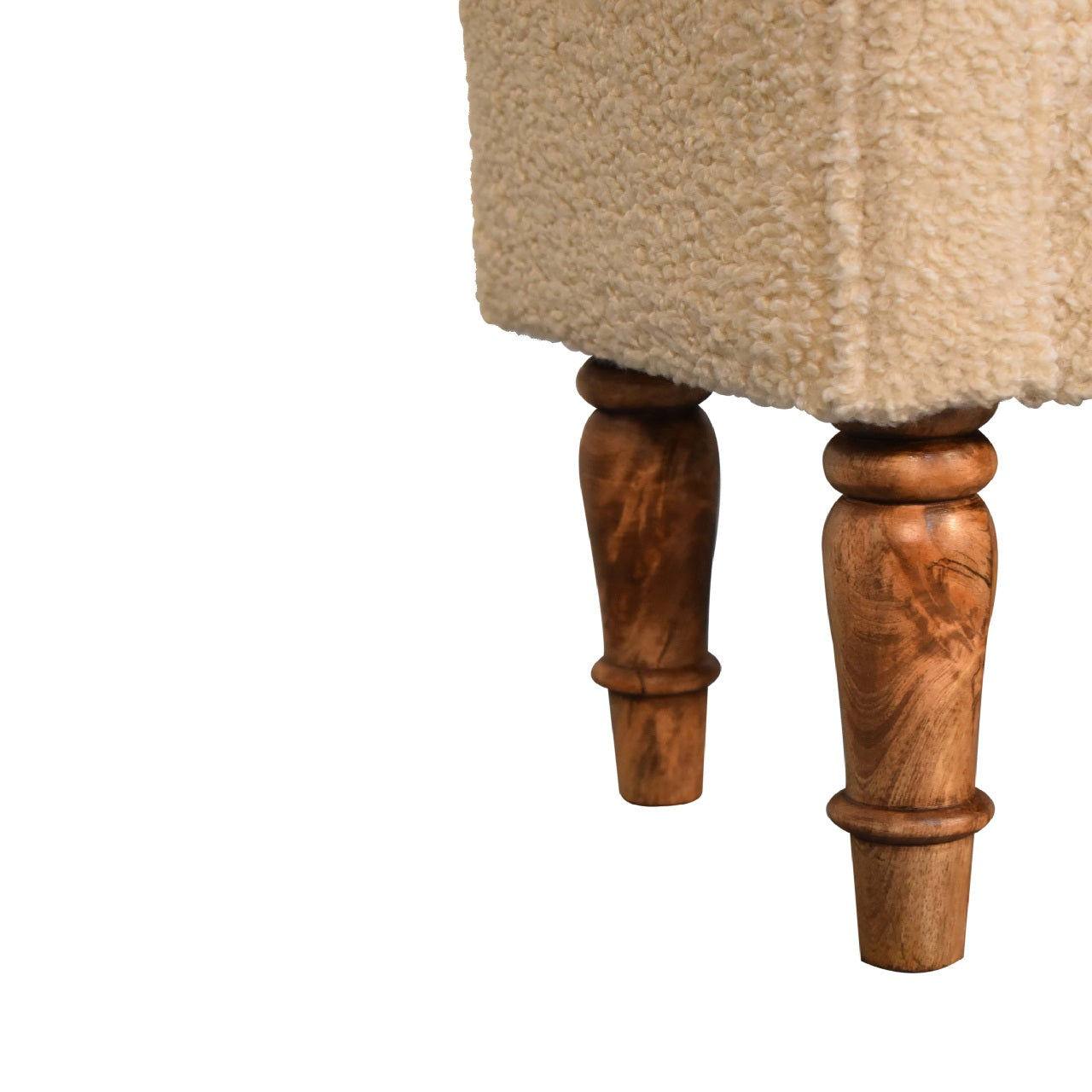 Olbia Boucle Cream and Mango Wood Bench