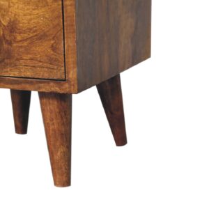Olbia Mini Classic Chestnut Mango Wood Bedside Table 2 Drawers and Shelf