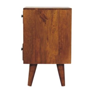 Olbia Mini Classic Chestnut Mango Wood Bedside Table 2 Drawers and Shelf