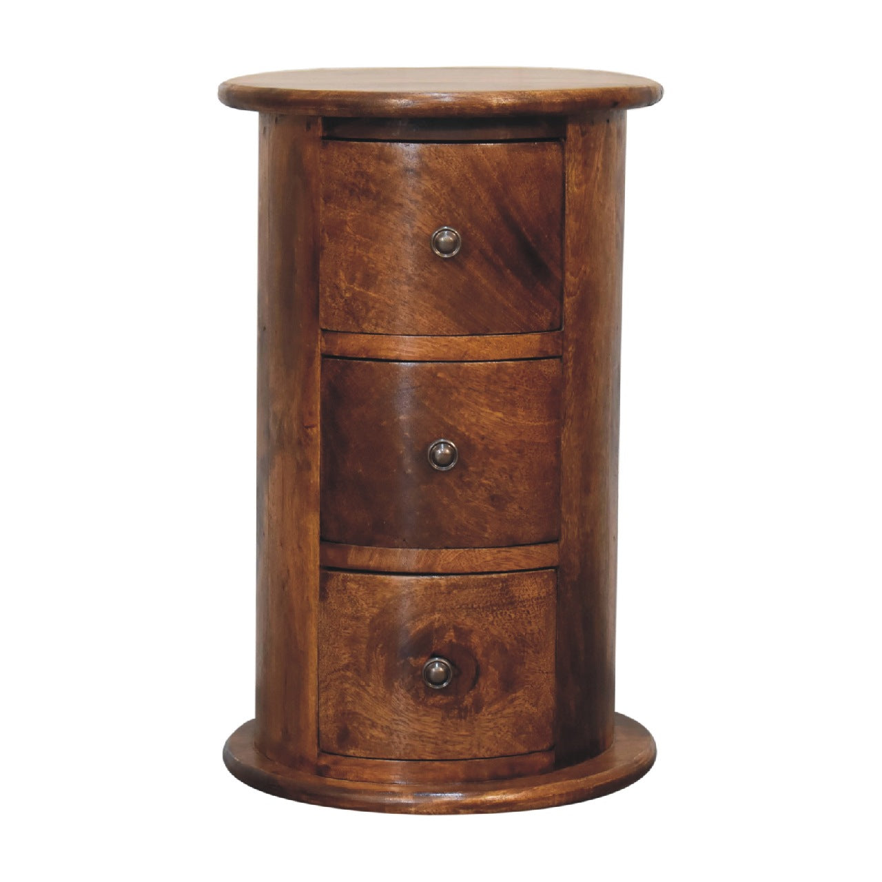 Olbia Mini Chestnut Mango Wood Drum Chest 3 Drawers