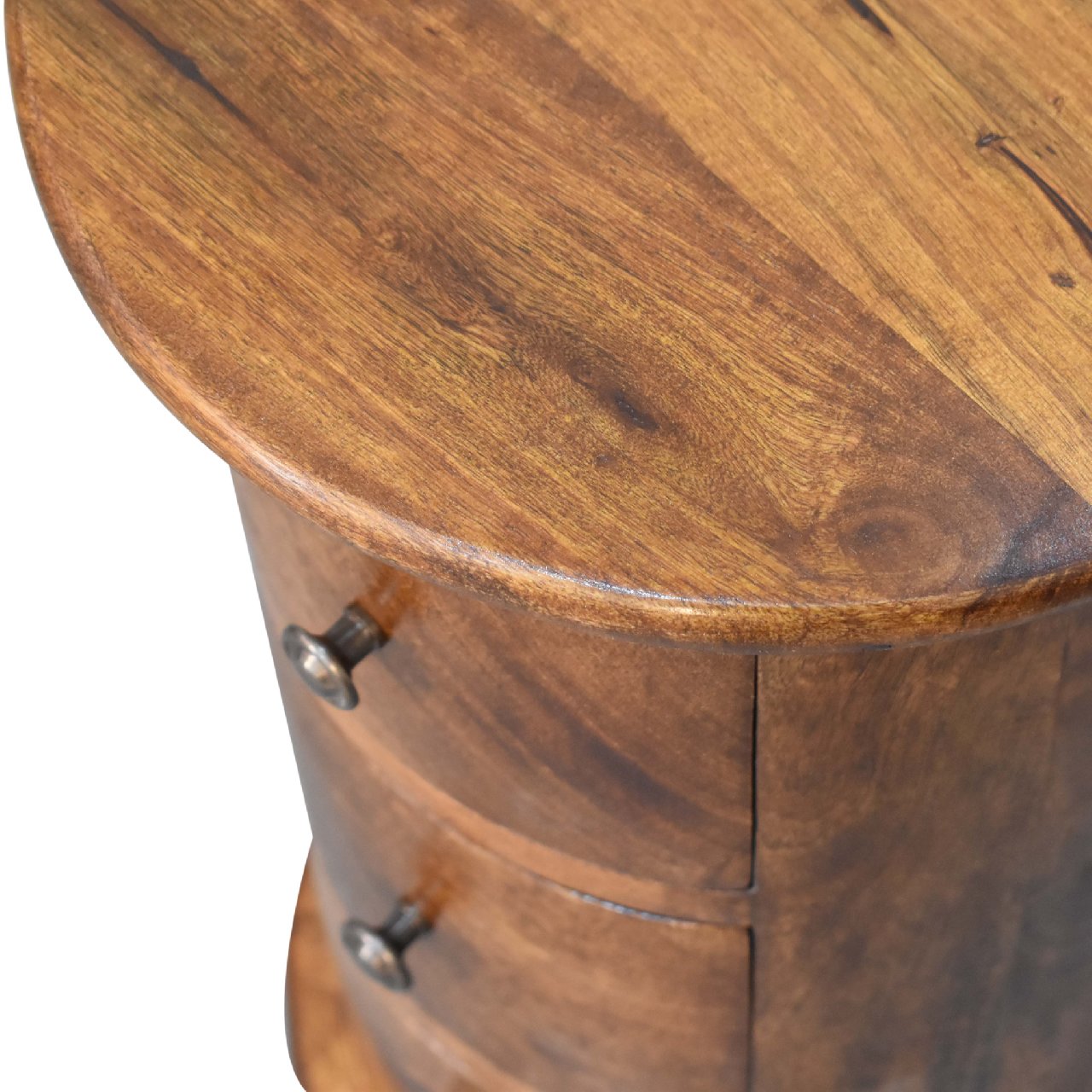 Olbia Mini Chestnut Mango Wood Drum Chest 3 Drawers