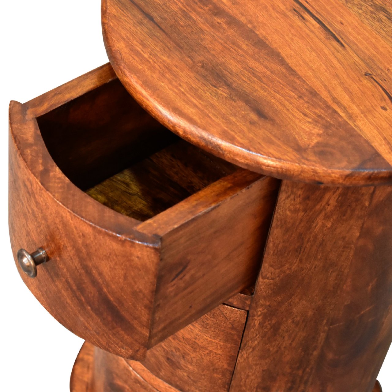 Olbia Mini Chestnut Mango Wood Drum Chest 3 Drawers