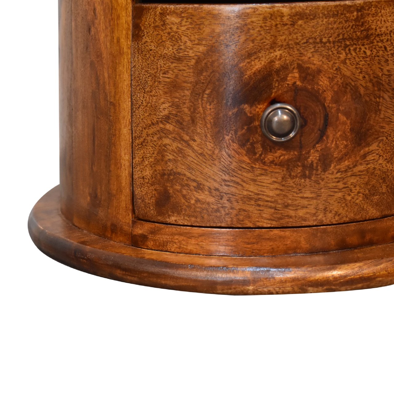 Olbia Mini Chestnut Mango Wood Drum Chest 3 Drawers