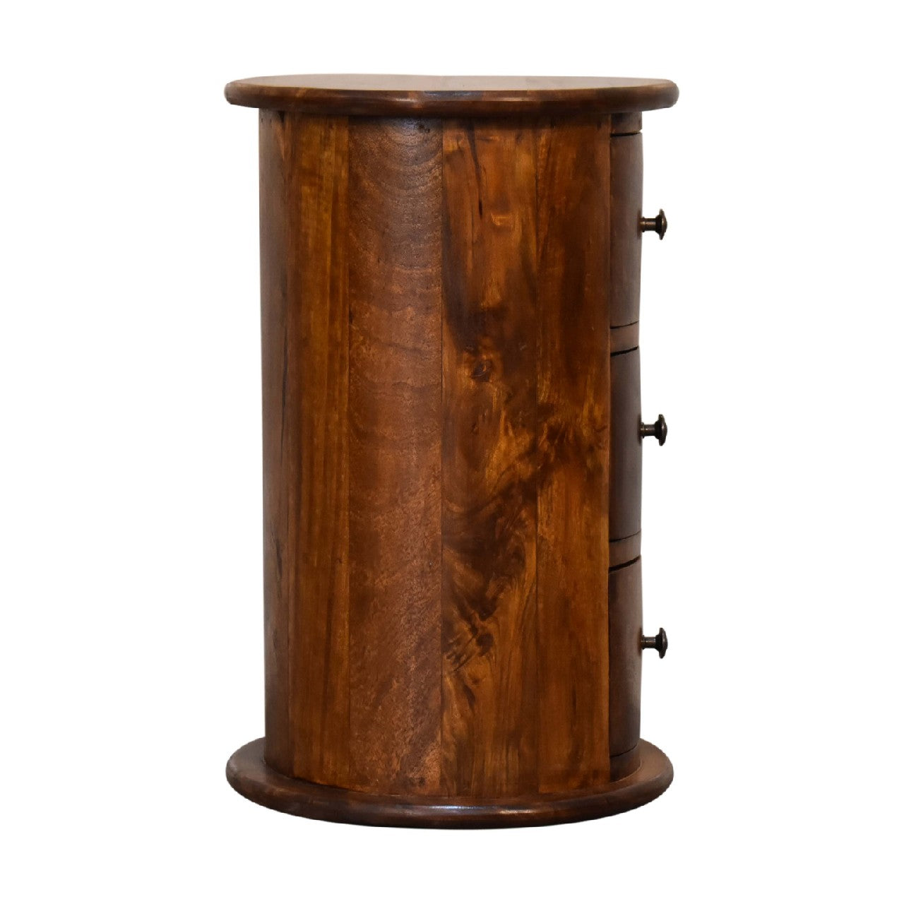 Olbia Mini Chestnut Mango Wood Drum Chest 3 Drawers