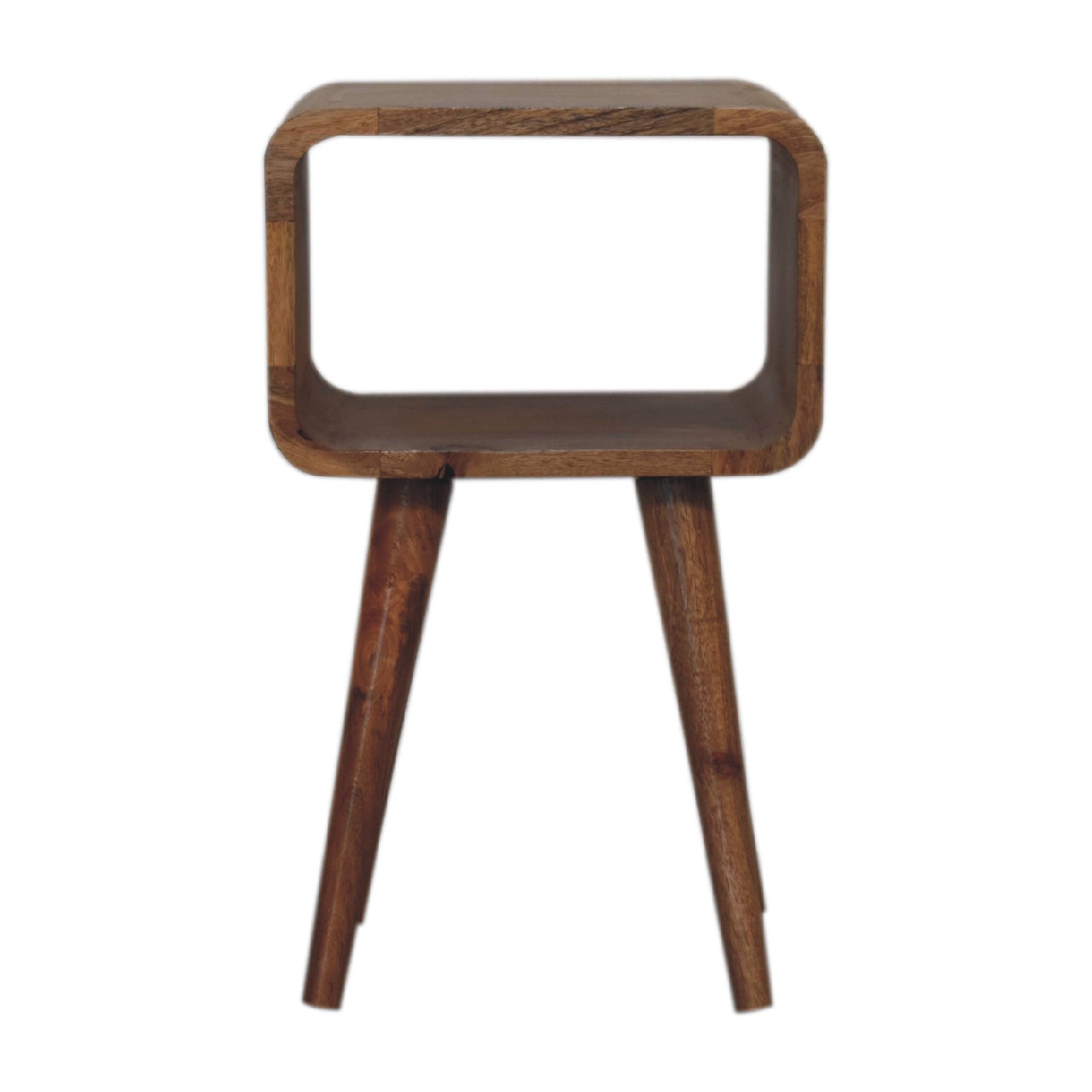 Peschiera Mini Curved Mango Wood Open Shelf Bedside Table