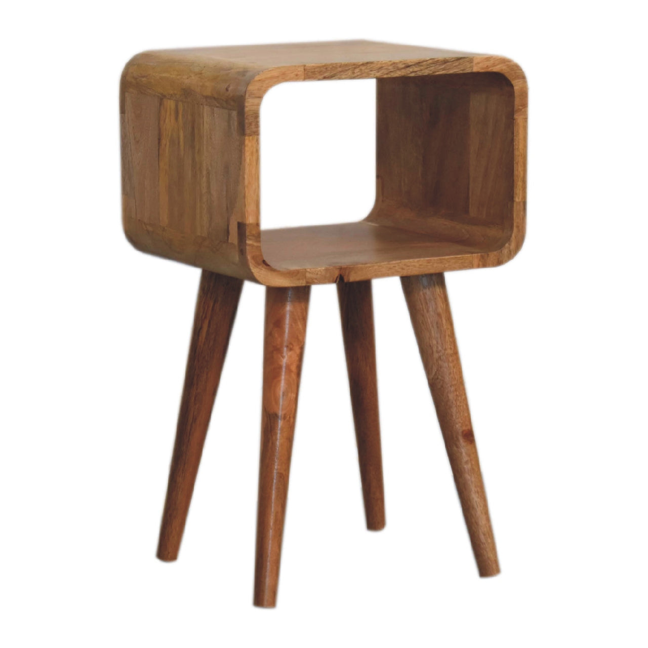 Peschiera Mini Curved Mango Wood Open Shelf Bedside Table