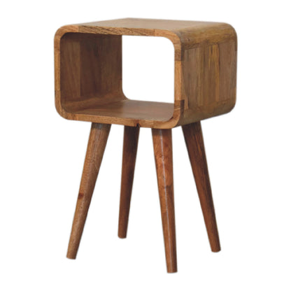 Peschiera Mini Curved Mango Wood Open Shelf Bedside Table