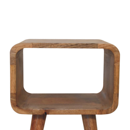 Peschiera Mini Curved Mango Wood Open Shelf Bedside Table