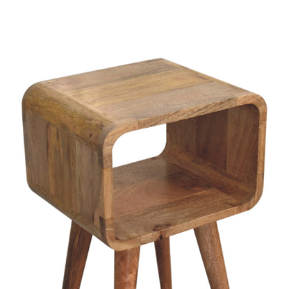 Peschiera Mini Curved Mango Wood Open Shelf Bedside Table