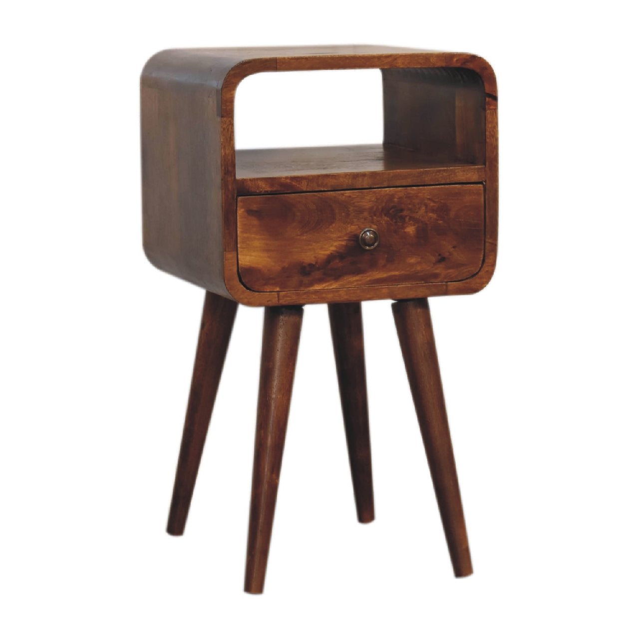 Olbia Mini Chestnut Mango Wood Curve Open Bedside Table