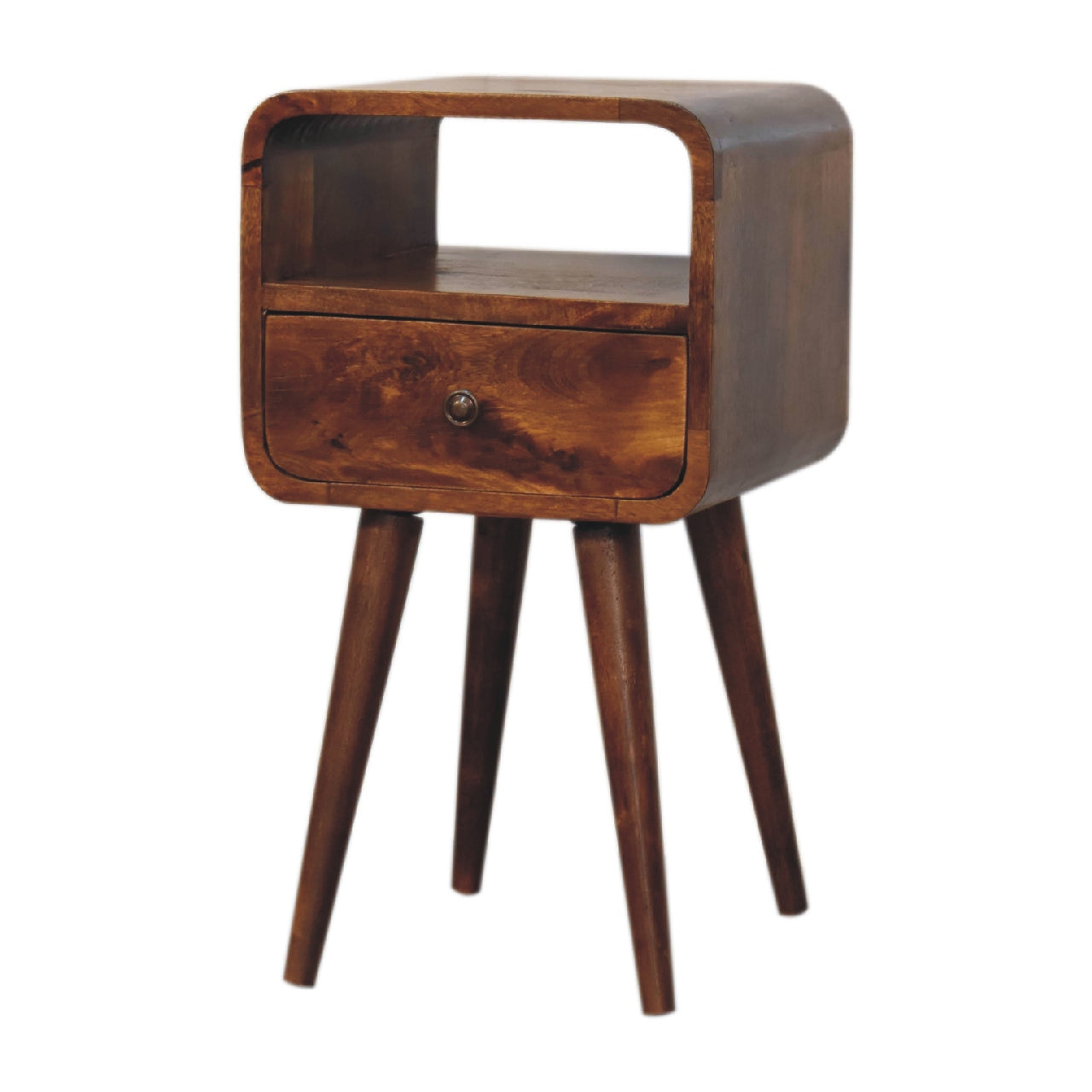 Olbia Mini Chestnut Mango Wood Curve Open Bedside Table
