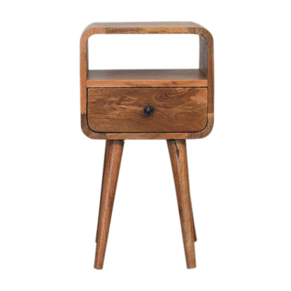 Trento Mini Oak Mango Wood Curve Open Bedside Table