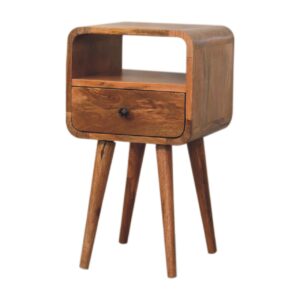Trento Mini Oak Mango Wood Curve Open Bedside Table