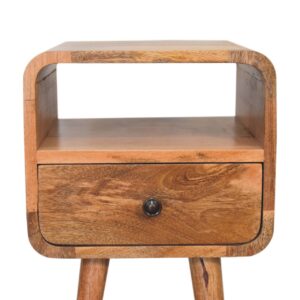 Trento Mini Oak Mango Wood Curve Open Bedside Table