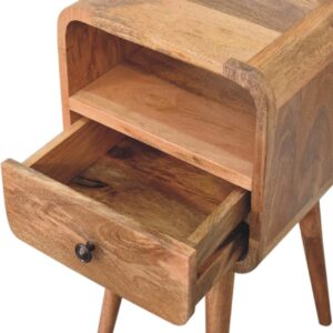 Trento Mini Oak Mango Wood Curve Open Bedside Table