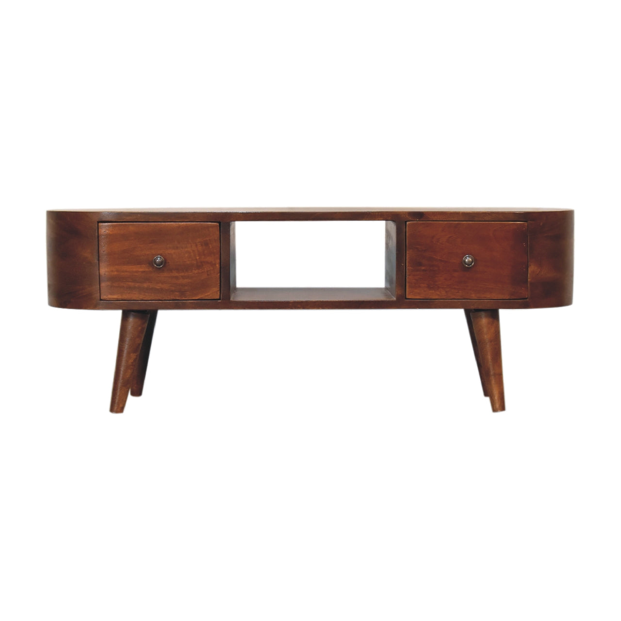 Rawai Chestnut Mango Wood Round Open TV Media Unit