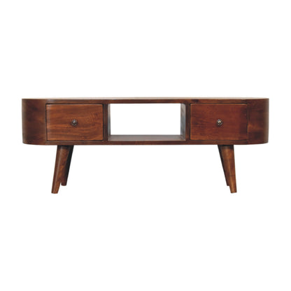 Rawai Chestnut Mango Wood Round Open TV Media Unit