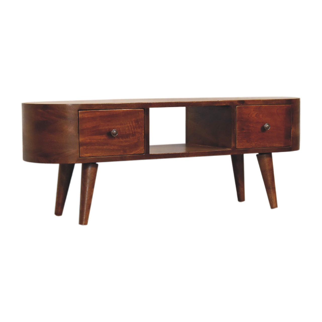 Rawai Chestnut Mango Wood Round Open TV Media Unit