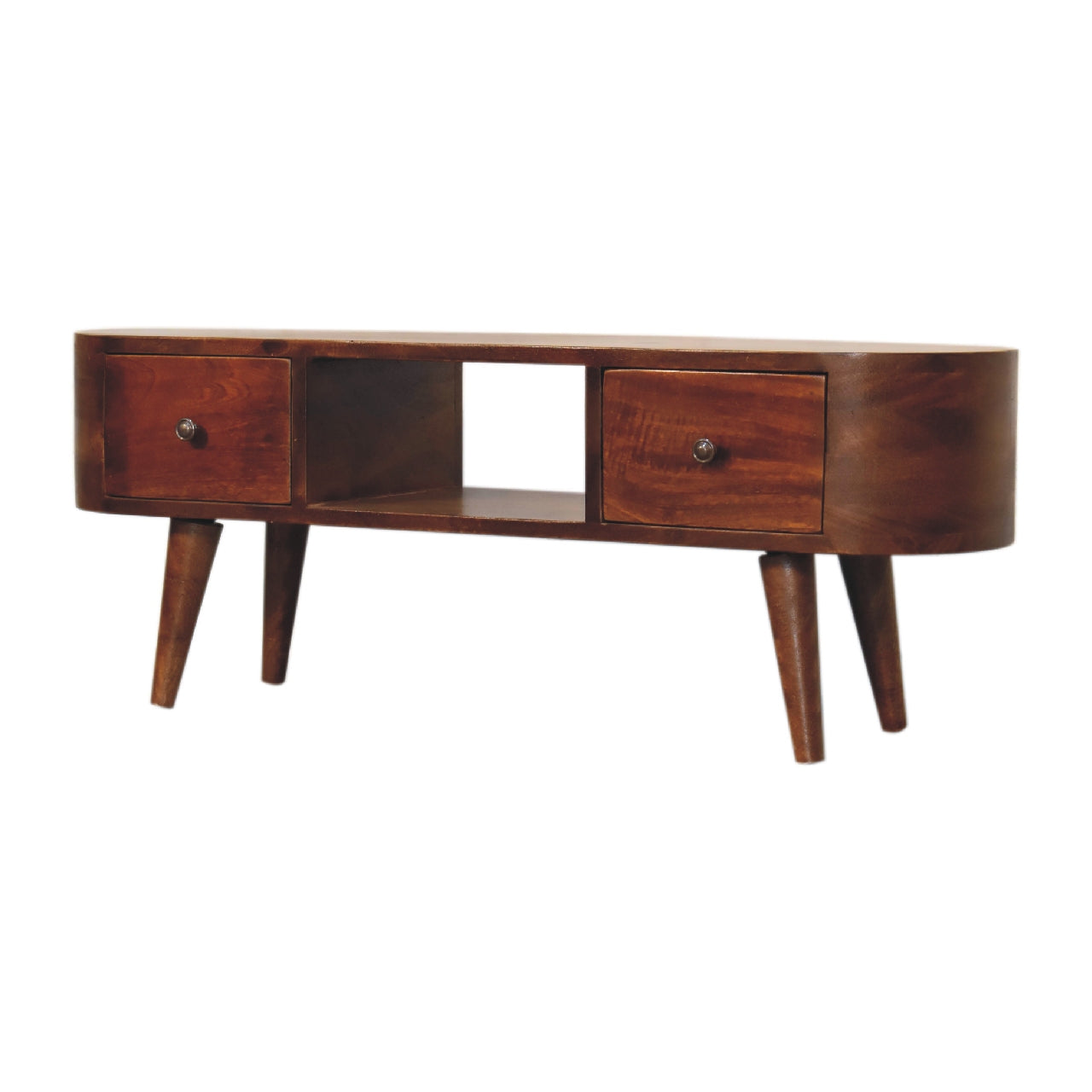 Rawai Chestnut Mango Wood Round Open TV Media Unit