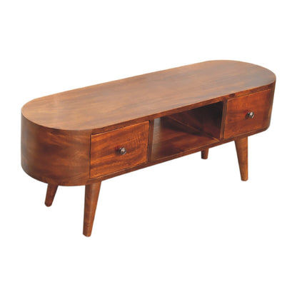 Rawai Chestnut Mango Wood Round Open TV Media Unit