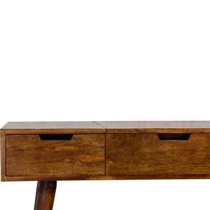 Khiao Chestnut Foldable Mirror Dressing Table