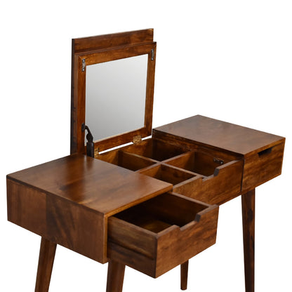 Khiao Chestnut Foldable Mirror Dressing Table