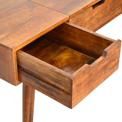Khiao Chestnut Foldable Mirror Dressing Table