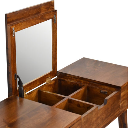 Khiao Chestnut Foldable Mirror Dressing Table